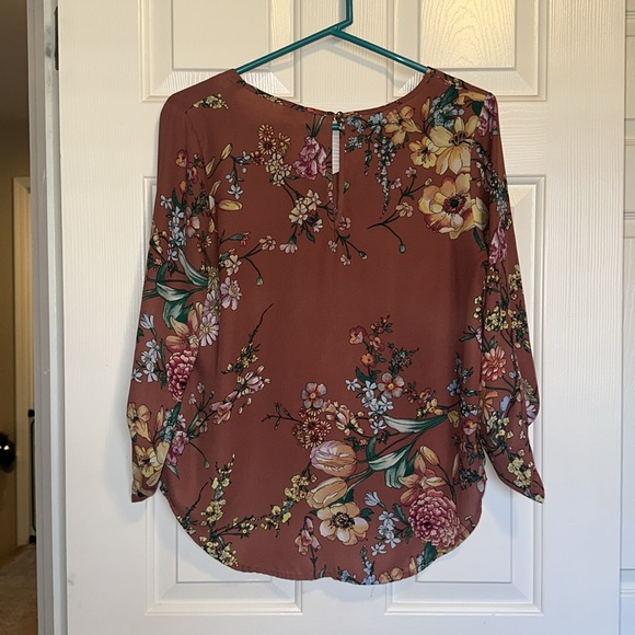 Women's Medium Sheer Floral Muted Pink Blouse Stitchfix Lily White - Picture 8 of 10